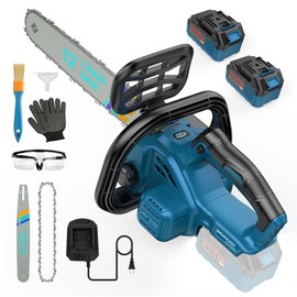 10000mAh Brushless Mini Chainsaw Cordless 12 inch, Electric Chainsaw Battery Powered Handheld for Tree Branches, Wood Cutting & Trimming