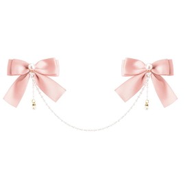 Pink Bow Hair Clip for Toddler Girls Pearl Hair Chains for Women Bowknot Hair Barrettes for Toddlers Hair Accessories for Kids Hair Bows for Babies Hair Clips for Thick Thin Hair Ribbons Pin for Women