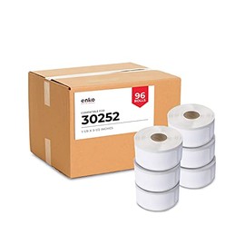 enKo Compatible for Dymo Labels 30252 Label (1-1/8 x 3-1/2") for Dymo Labelwriter 450 Turbo Printer - Barcode Address Labels (96 Rolls, 33,600 Labels)