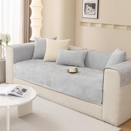 tianxinbaobei Chenille Couch Cover Waterproof, Dirt Resistant Sofa Covers,Washable and Non Slip Sofa Slipcovers for Living Room, Bedroom（Light Gray/36"x63"/Loveseat Sofa Cover）