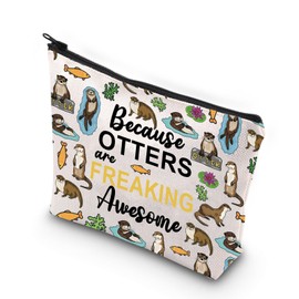 KUIYAI Sea Otter Gifts Otter Lover Gift Because Otters are Freaking Awesome Zipper Pouch Makeup Bag (Otters Freaking Awesome)