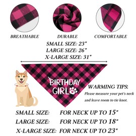 STMK Dog Birthday Bandana, Multi Sizes Dog Birthday Girl Bandana for Small Medium Large Dogs Pets (Small, Pink)