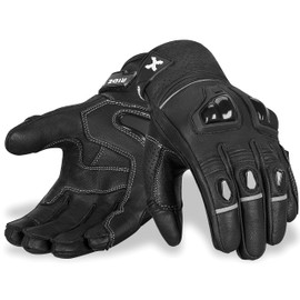 RideMaxx Premium Leather Motorbike Motorcycle Gloves Touch Screen Gloves with Racing gloves Riding Gloves (M, Racing Black)
