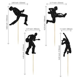 24 piezas de decoración para cupcakes con purpurina negra con temática de música de rock, decoración para tartas de música, conciertos, cumpleaños, fiesta, decoración de pasteles