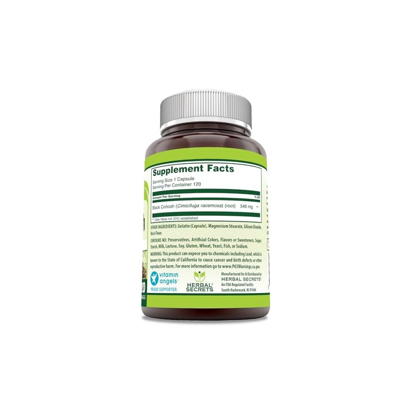 Herbal Secrets 100 Pure Black Cohosh Capsules Supports Women Health