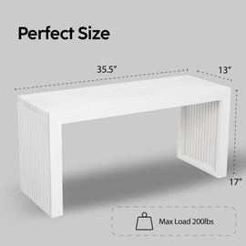 SWEVEN Bamboo Natural 36 inch Wooden Bench, Small Wood Benches for Entryway, Living & Dining Room, Kitchen, Bedroom, Bathroom, Hallway, Front Door Indoor & Outdoor Patio Use, Mid Century Modern Decor