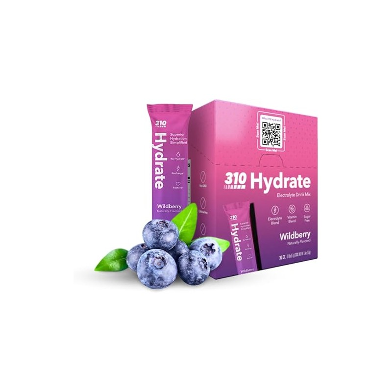 310 Hydrate Electrolyte Powder Packets – Sugar-Free Drink Mix with