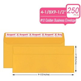 Xxcxpark 250 PCS #10 Golden Self Seal Kraft 4-1/8 x 9-1/2 inches Security Envelopes, Windowless Invisible Envelopes Super Strong Quick Seal Envelopes Security Tint Pattern Secure