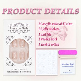 Christmas Press on Nails Short Square MABKJLF White Fake Nails False Nails with Designs Snowflake Stars Gradient Full Cover Glossy Glue on Nails Acrylic Nails for Women Girls 24 Pcs