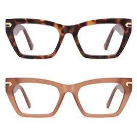 AMOMOMA Oversized Cat eye Reading Glasses for Women,Men Blue Light Blocking Computer Readers Spring hinge AM6148C2+C3 2.0