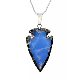 amazing gemstones Opalite Arrowhead Necklace Pendant - Rhodium Plated