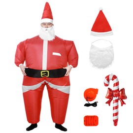 SERTAS Inflatable Christmas Santa Claus Suit with Christmas Candy Cane for Adult,Christmas Fancy Dress,Xmas Fancy Dress Costume Santa Suit (A)
