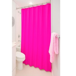 Dependable Industries inc. Essentials Bathroom Magnetized Shower Curtain Liner with Metal Grommets Waterproof (Neon Pink)