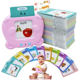 Talking Flash Cards for Toddlers, 510 Sight Words, Autism Speech Therapy Toys, Pocket Vocabulary Games for Kids Educational, Learning Montessori Toy for 2 3 4 5 Years Old Boy Girl Birthday Gifts(Pink)