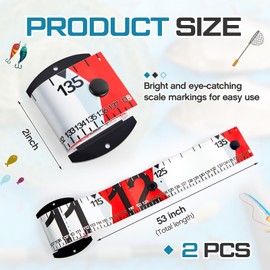 Tellegloww 2 Pcs 53 Inch/ 135 CM Fishing Ruler Waterproof Measurement Tool Fish Measuring Tape Portable Roll up Folding Ruler for Tuna Marlin Shark Mahi Swordfish Tournament