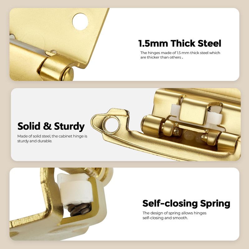 40 Pack 20 Pair Gold Cabinet Hinges - 3/8 inch
