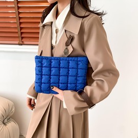 HICARRY Puffy Quilted Makeup Bag Cosmetic Bags Travel Cute Puffer Solid Toiletry Organizer Pouch Storage Clutch for Women