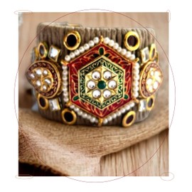 Ethnic Handmade Indian Traditional Just Kundan Gold Open Cuff Bangle Bracelet Kada Jewellery