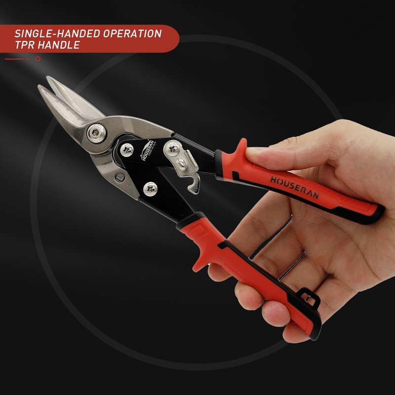 HOUSERAN 10 Inch Aviation Snips, Left Cut Offset Tin Snip,