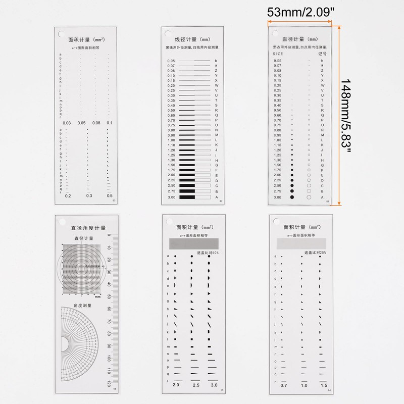 QUARKZMAN High Precision SEC Size Estimation Chart 120 m Transparency