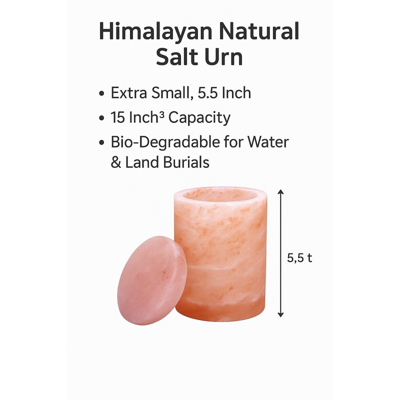 Himalayan Salt Urn for Ashes – Extra Small, Classic Cylinder