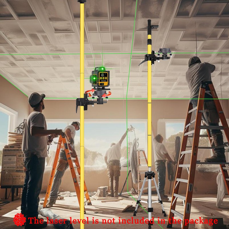 Laser level pole telescoping with electric rotating base 13.8 feet/4.2M