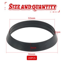 TOVOT 20PCS Waste Pipe Sealing Washers 32MM Rubber Sealing Rings Cone Washers for Plumbing (32 x 36 x 6mm)