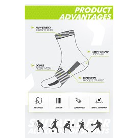 ShirazO Anti-slip Sport Socks for Men Women Anti Blister Athletic Socks Non-slip Rubber Grip for Football, Rugby, Basketball, Running, Hiking Trekking, Yoga Pilates (Yello)