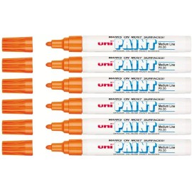 uni-ball Uni-Paint 63607 PX-20 Oil-Based Permanent Marker, Medium Line, Orange, 6-Pack