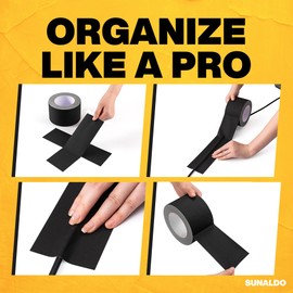 SUNALDO Gaffers Tape (3 inch) Heavy Duty, Easy to Rip, Residue-Free Professional Grade Floor Tape for Electrical Cords, Matte Finish Non Reflective, Weather Resistant (Black)