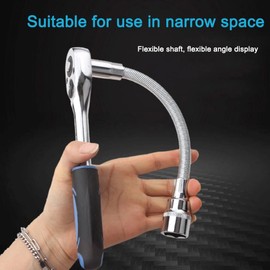 Omninmo 3Pcs Bendable Flexible Extension Bar Adapter Set for 1/4 3/8 1/2 Drive High Torque Wrench Hand Tool Kit with Metal Shaft Conversion Head