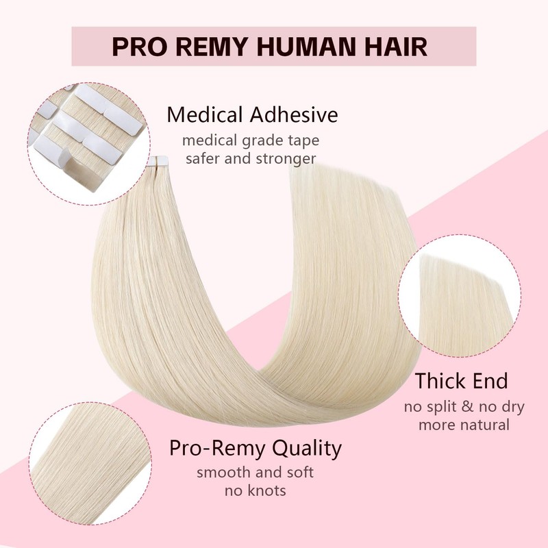 Sweetmet Invisible Tape in Hair Extensions Real Human Hair 3rd-Generation