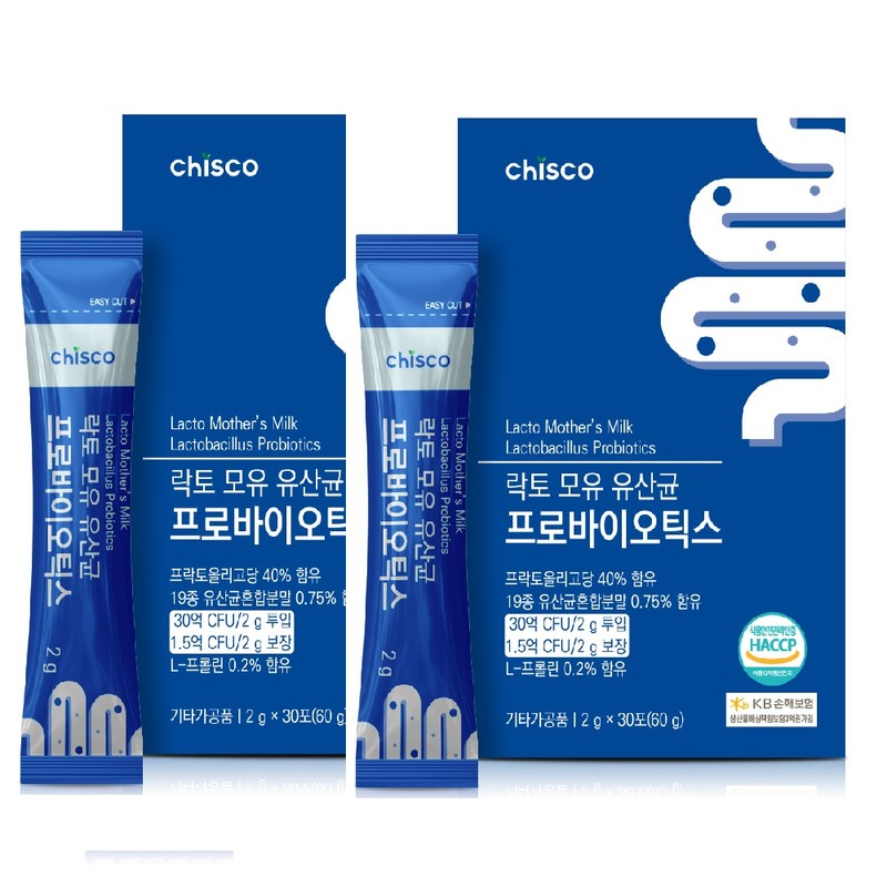 치스코 락토 모유유산균 프로바이오틱스 2gx30포 30억CFU 프락토올리고당 L프롤린, 60g, 1개