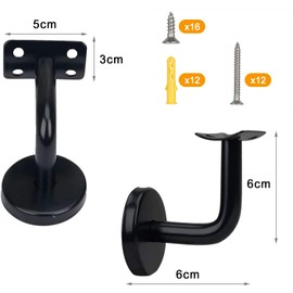 Soportes de Pasamanos de Acero Inoxidable, Soporte de Barandilla de Escalera Curvado en Negro