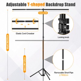 Qoolfoto 5x8ft Black and White 2in1 Revisible Photo Backdrop with Stand