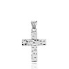 Religious Jewelry Modern Hammered Cross Charm Pendant Necklace (Small) in