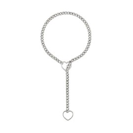 Black Heart Ring, Cuban Long Necklace Jewelry, Lariat Y-Necklace silver