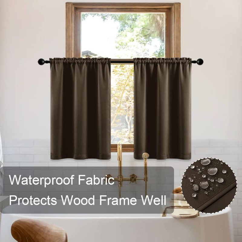 XTMYI Brown Curtains 36 Inch Length for Bathroom Shower Window