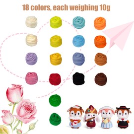 RYAN 18 Colours Felting Wool Dry Felting Starter Set 10 g Fairy Tale Wool Roving for Starter Felting Wool Dry Felting DIY Crafts