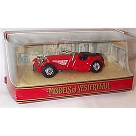 Matchbox models of yesteryear Jaguar SS100 Red 1990 vehicle 1:43ish scale diecast model