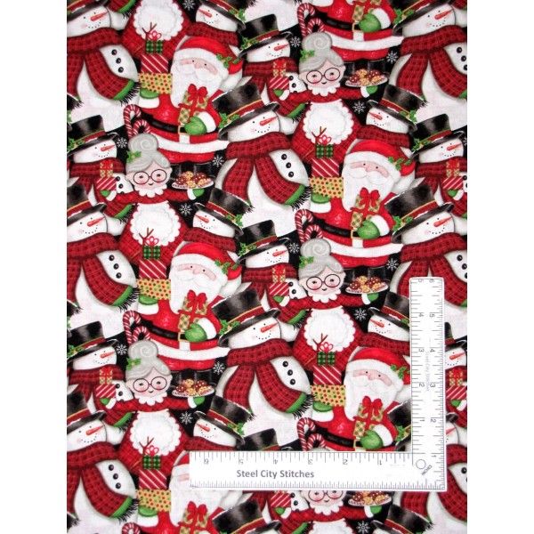 Studio E Merry Town Christmas Santa Mrs Claus Snowman Fabric