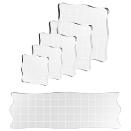 6 Pcs Stamp Blocks with Grid and Grip, Acrylic Clear Stamping Blocks Set Essential Stamping Tools for Scrapbooking Crafts Card Making, Assorted Sizes