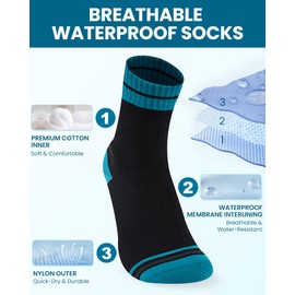 inaWarm Waterproof Socks for Men, Breathable Hiking & Walking Outdoor Crew Socks, Ideal for Cold Wet Weather, Trekking, Camping, Fishing