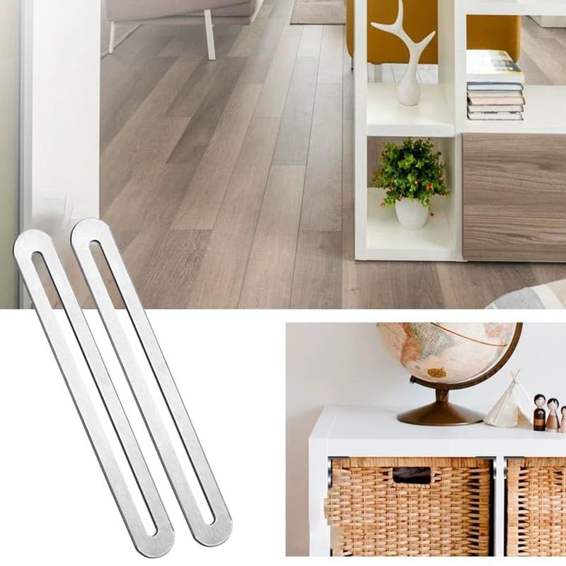 4Pcs Sliver Slotted Brace,Flat Straight Brace Brackets,Adjustable Corner Code,Stainless Steel