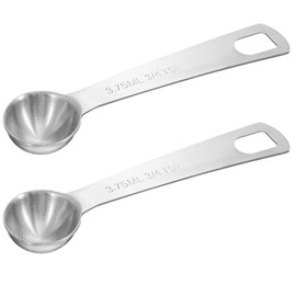 2Pcs 3/4 tsp Measuring Spoon, (1/4 tbsp | 3.75 ml | 1/8 oz) Stainless Steel Measure Spoons, Tablespoon Measuring Spoon with Precise Scale(Silver)