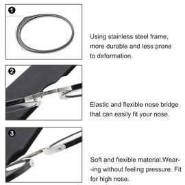 COVESATO Mini Armless Reading Glasses for Men Women Slim Thin Clip on Nose Readers with Small Portable Case(2-Pair,3.00)