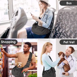 AUTOWT Dog Sling Carrier, Dog Sling with Bottom Supported Hand Free Pet Sling Adjustable Shoulder Strap and Bag Opening Front Zipper Pocket Safety Belt for Small Dogs Cat Daily Use (Grey)
