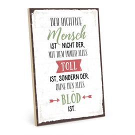 TypeStoff HS-00543 Wooden Sign with Saying - The Right Man - Vintage Look with Quote as Gift and Decoration