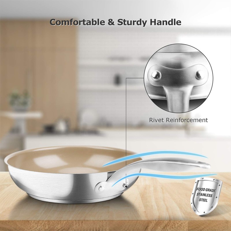 Duxtop Ceramic Non-stick Frying Pan, Stainless Steel Induction Frying Pan,