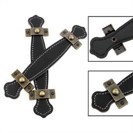 VAKTOK Leather Handle Leather Trunk Handles Black Leather Handle for Hand-held Replacement of Luggage, Closets, Cabinet doorknobs, suitcases, etc. -4pcs